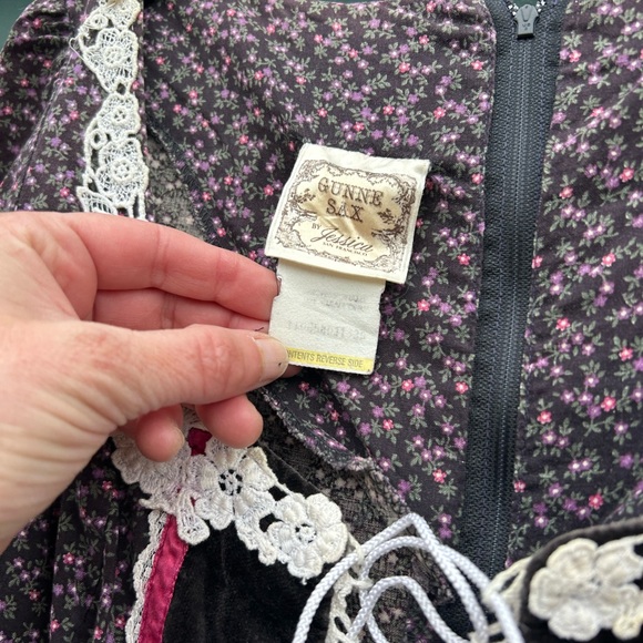 Gunne Sax Prairie Dress 70s Maxi Floral Lace Long Sleeves Vintage Renaissance - Picture 3 of 10